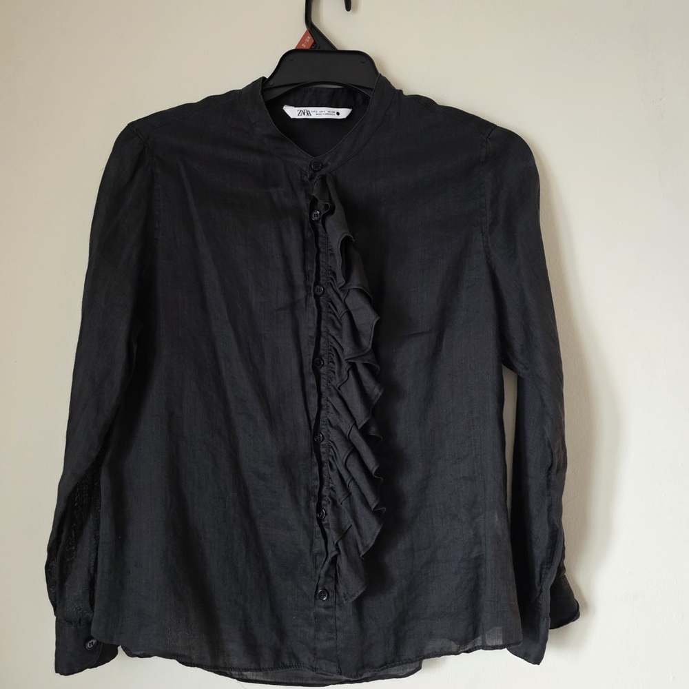 Zara black Button-Up Blouse